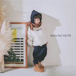 Bộ nỉ bông bé trai bé gái Batala kids, set nỉ hoodie trẻ em siêu ấm phong cách Hàn Quốc in chữ HELLO cho bé từ 10-22kg