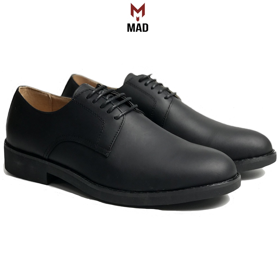 Giày tây nam công sở derby plain MAD Black da bò cao cấp thời trang phong cách trẻ trung giày tây tăng chiều cao 4cm