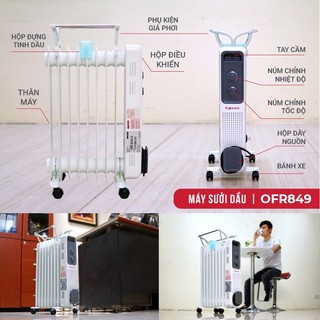 Máy sưởi ấm nhập khẩu FUJIHOME OH849 Tự ngắt khi quá nhiệt -9 Thanh sưởi -Bảo hành điện tử toàn quốc