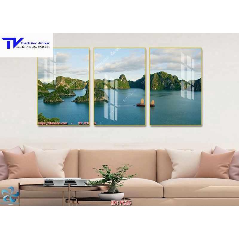 Tranh Treo Tường Sơn Thuỷ Ngang , Tranh Tráng Gương ( Bộ 3 Tấm )