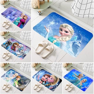 Thảm lót cửa chùi chân Frozen Elsa và Anna Tấm chùi chân Flannel in một mặt cho phòng tắm Nhà bếp Thảm lối vào Trang trí nội thất Thảm trải sàn chống trượt 60x40cm