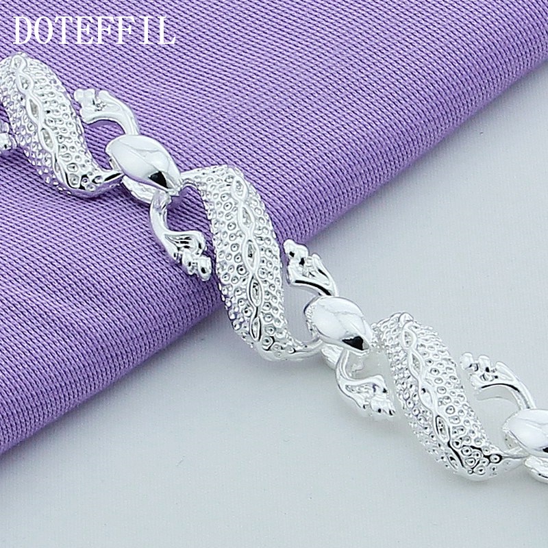 Doteffil Bạc 925 Rồng Vòng Tay 20CM Cho Nam Nữ Quyến Rũ Cưới Đính Hôn Tiệc Trang Sức Thời Trang