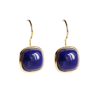 ♥Nguyên Bản Retro Tự Nhiên Lapis Lazuli Bông Tai Dài Phù Hợp Với Nữ Móc Tai Tinh Tế Vuông Trang Sức