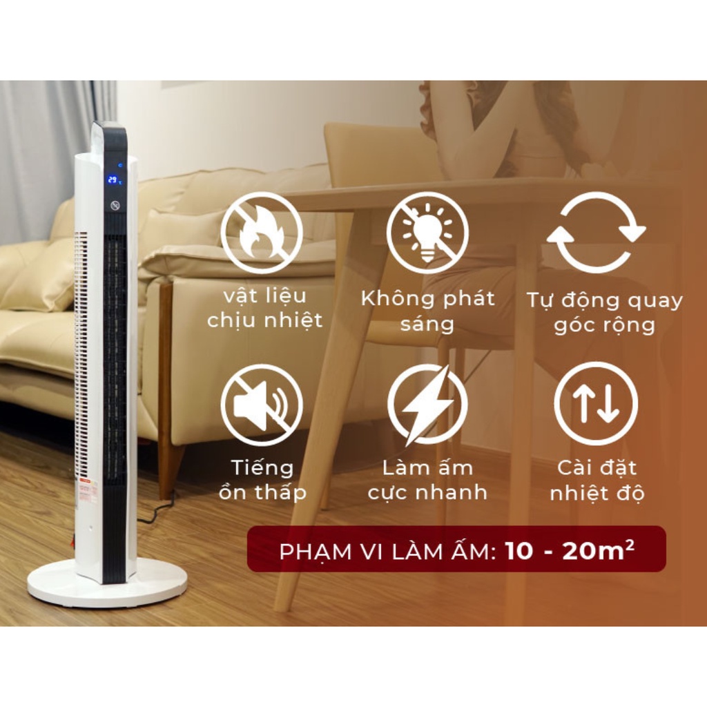 Máy sưởi gốm không khô da FujiHome cân bằng ẩm, lò quạt sưởi phòng điều khiển từ xa tiết kiệm điện