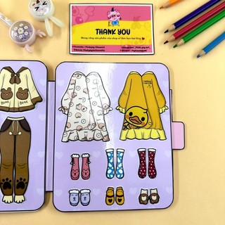 Sổ thời trang quần áo ngủ búp bê giấy