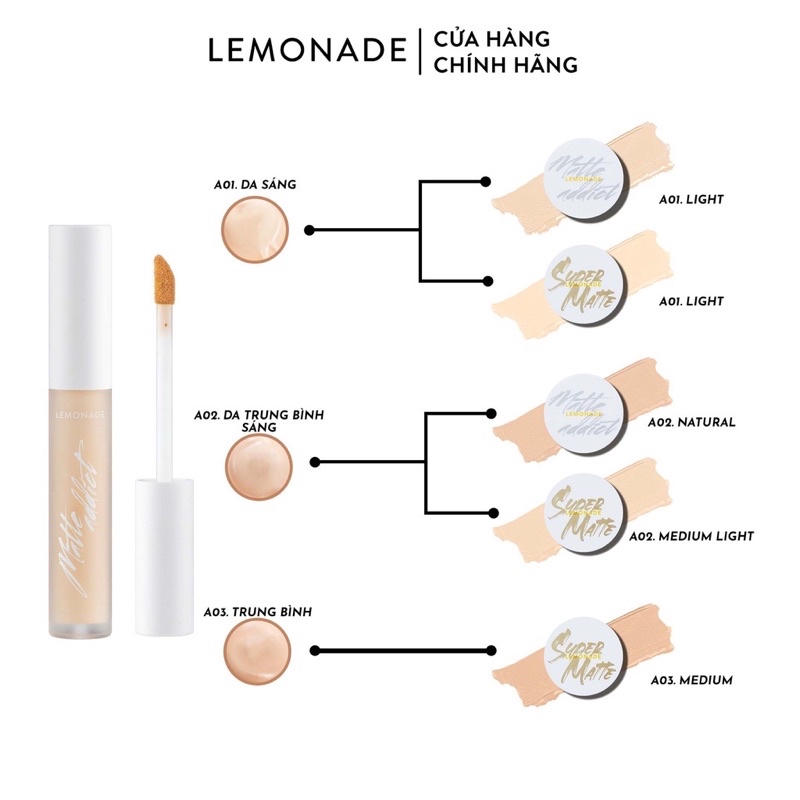 KEM CHE KHUYẾT ĐIỂM LEMONADE MATTE ADDICT CONCEALER