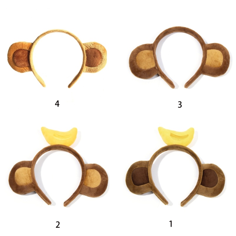 Tốt Nhất Sang Trọng Động Vật Tai Khỉ Băng Đô Hoạt Hình Chuối Tóc Vòng Cosplay Mũ Đội Đầu