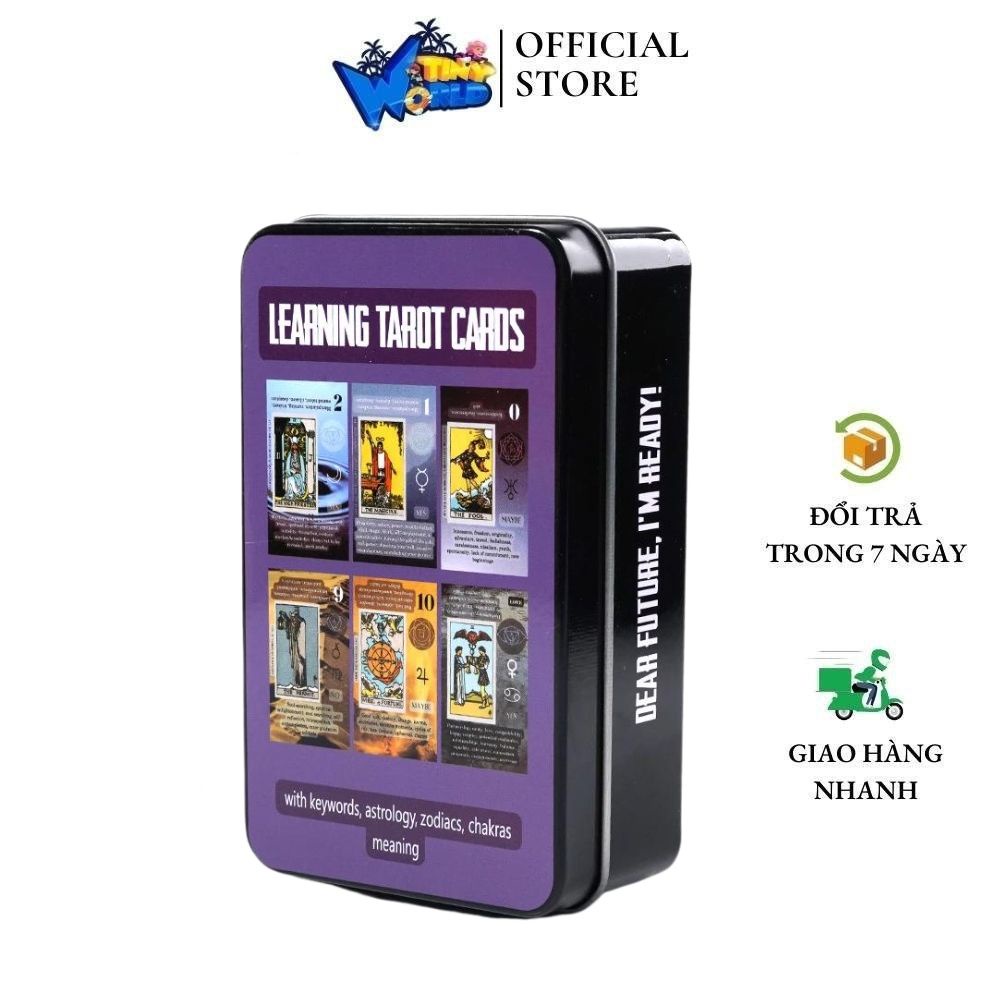 Bộ Bài Learning Tarot Cards, Hộp Sắt, Thẻ Mạ Xanh | Shopee Việt Nam