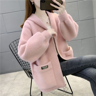 Áo Khoác Lông Cừu Có Mũ Trùm Dáng Rộng Thời Trang Mùa Thu Đông Dành Cho Nữ