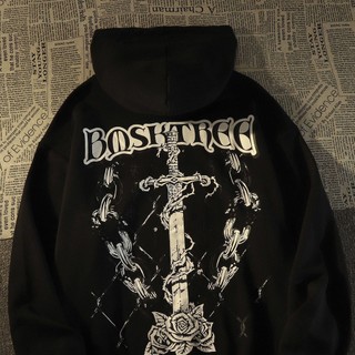 Áo nỉ có mũ trùm đầu, dáng rộng in hình thanh gươm sau lưng cá tính áo hoodie thời trang nam nữ, unisex