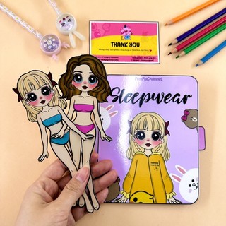 Sổ thời trang quần áo ngủ búp bê giấy