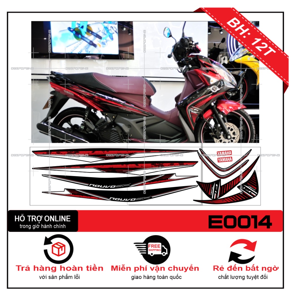 TEM RỜI NOUVO SX ZIN ĐỎ ĐEN - THU DECAL | Shopee Việt Nam