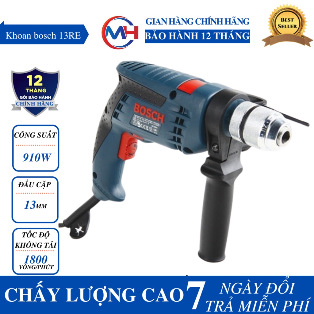 [CHÍNH HÃNG] MÁY KHOAN TƯỜNG CẦM TAY 13RE BOSCH RUỘT ĐỒNG 100% BẢO HÀNH