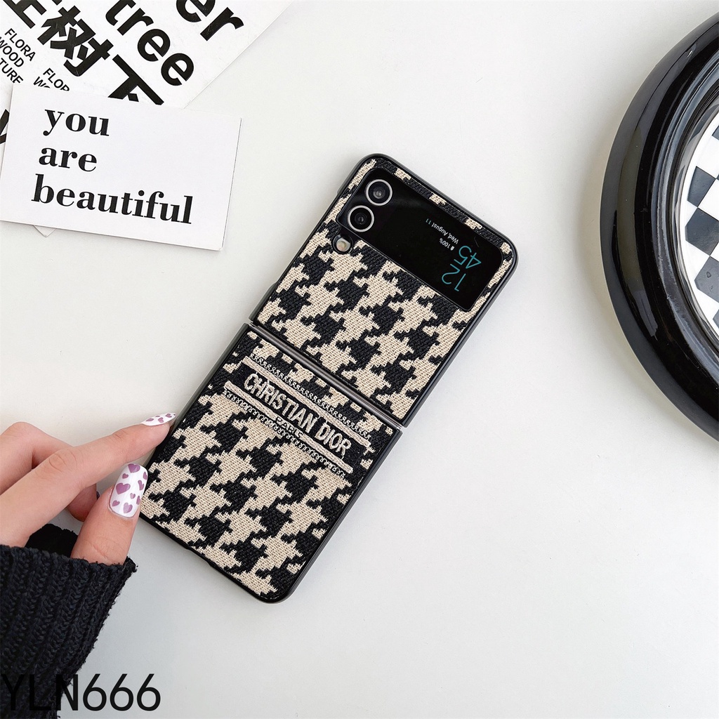 Dành Cho Samsung Galaxy Z Flip 6 5 4 3 5G D Vải Ốp Lưng Điện Thoại Thời Trang Cổ Điển Gấp Lưng Điện Thoại Vỏ Bảo Vệ