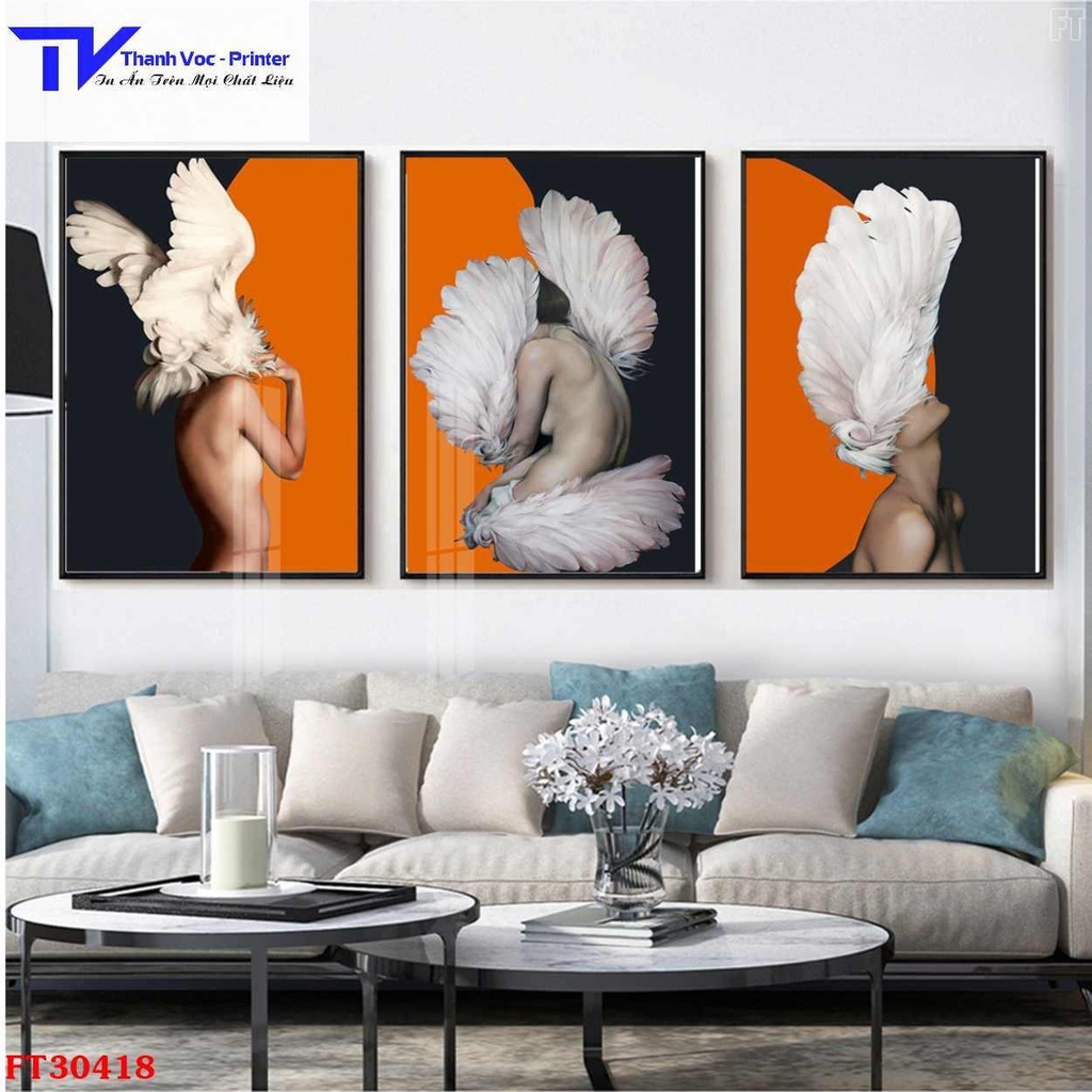 Tranh Treo Tường Cô Gái Hiện Đại Ngang, Tranh Tráng Gương ( Bộ 3 Tấm ) Làm Nổi Bật Lên Sự Cá Tính Của Bạn