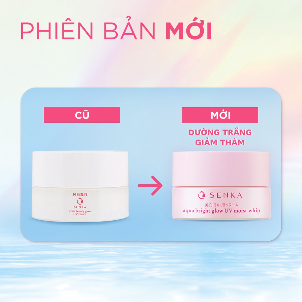 Ảnh Kem ngày dưỡng da trắng hồng mờ thâm sạm Senka Aqua Bright Glow UV Moist Whip SPF 25+ PA ++ 50g - 15539 2