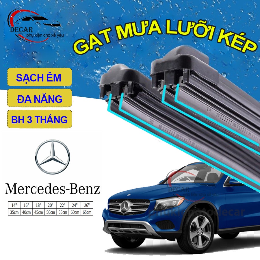 Gạt mưa lưỡi kép cao cấp, bộ cần gạt kính nước mưa 2 lưỡi khung mềm ô tô MERCEDES-BENZ