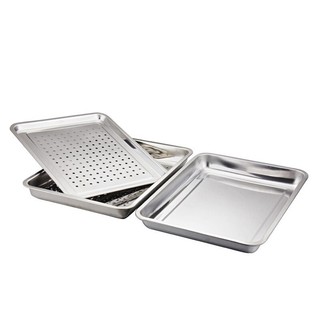 Khay Trà Inox Cao Cấp Không Gỉ, Mâm Chữ Nhật Có Khay Ráo Nước