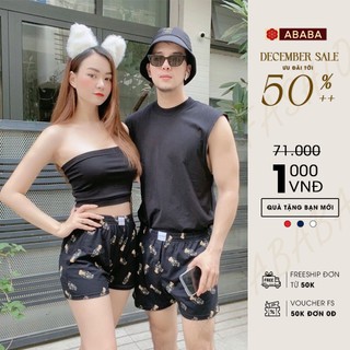 Quần short mặc ngủ, mặc nhà nam nữ ABABA đùi cotton cao cấp,đa dạng họa tiết