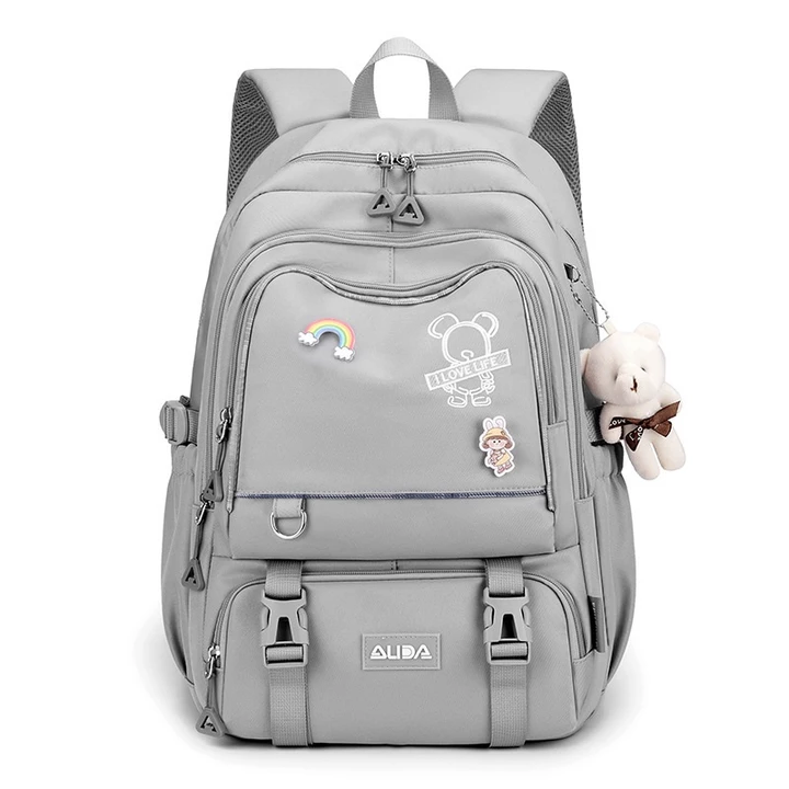 Women's Korean-Style Backpack – Water-Resistant, for Travel, Beige – 5