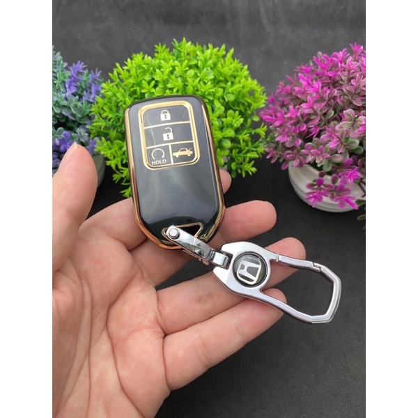 Bao chìa khóa Đen Vàng- Ốp chìa khóa  TPU Đen Vàng xe ô tô Honda 4 nút