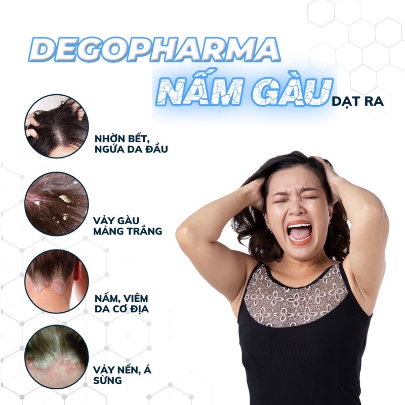 Combo 3 Dầu Gội Đầu DEGO PHARMA 80ml Dứt Điểm Gàu Ngứa Nấm Da Đầu & Viêm Da Tiết Bã