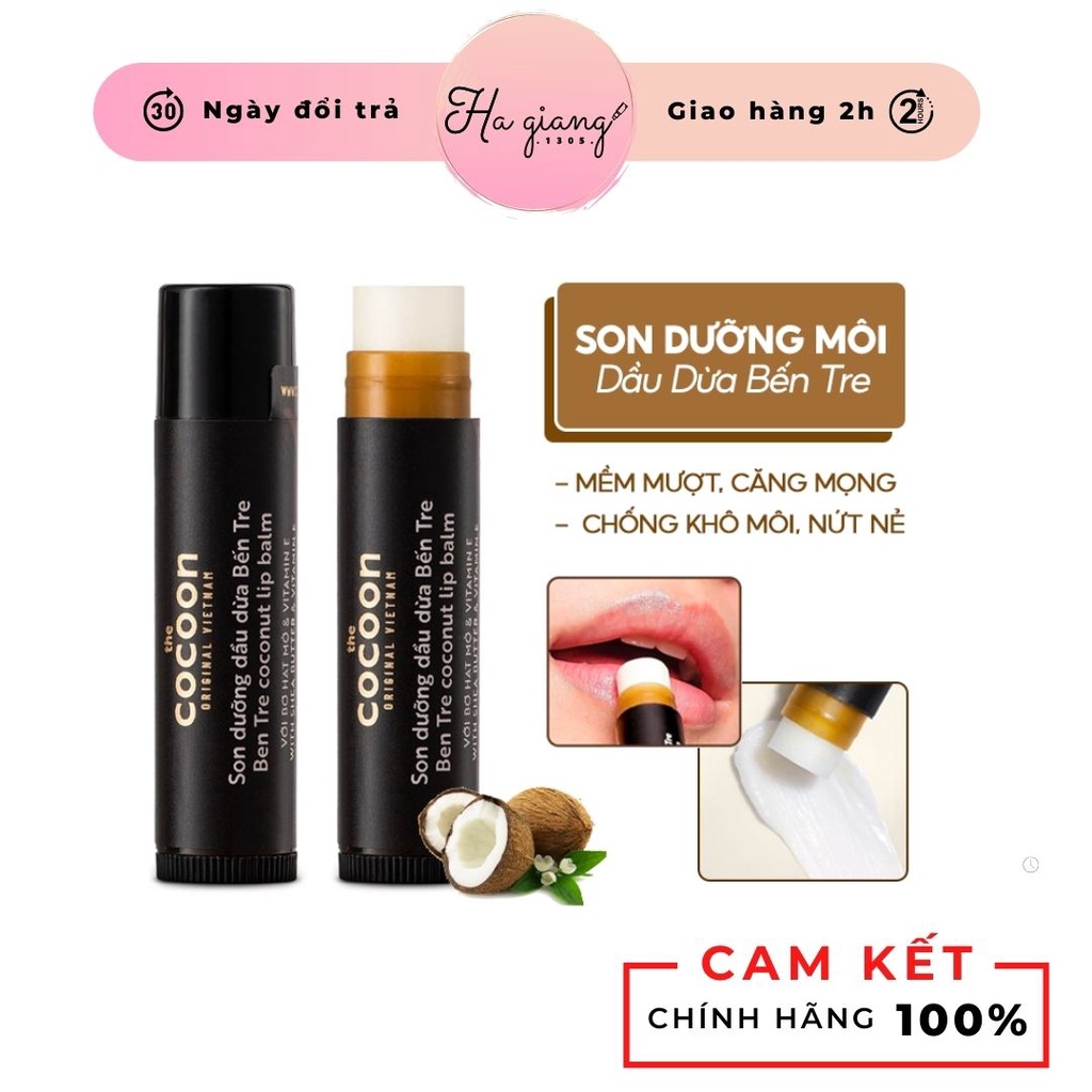 Son Dưỡng Môi Dầu Dừa Bến Tre Cocoon Ben Tre Coconut Lip Balm 5g - son dưỡng mềm môi nứt nẻ | BigBuy360 - bigbuy360.vn