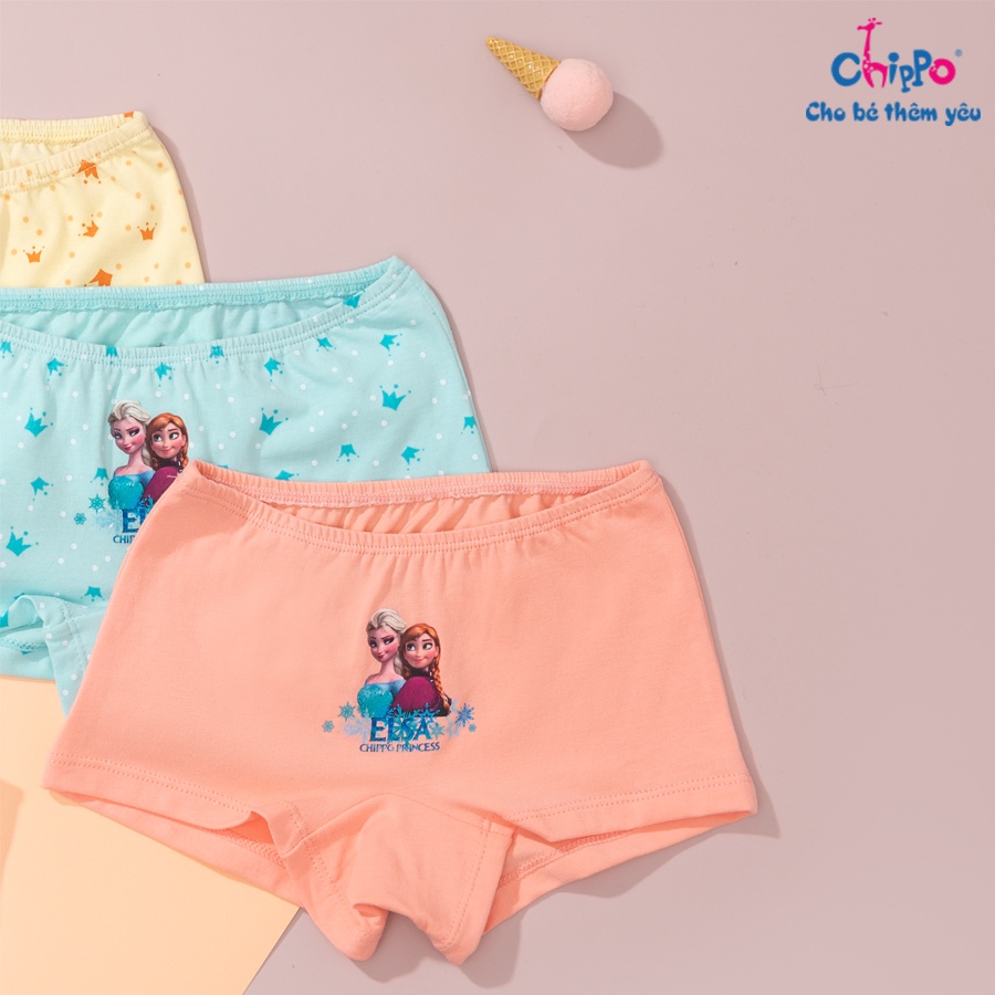 Ảnh Set 3 quần chip đùi cho bé gái từ 14 đến 50kg Chippo họa tiết Elsa dễ thương chất vải 100% cotton mềm thoáng mát 2