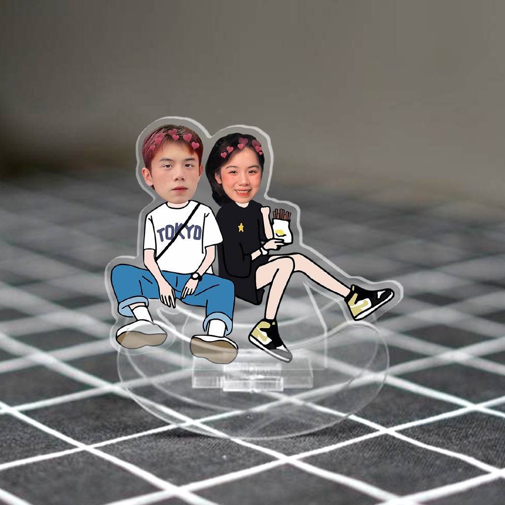 Standee lắc lư cặp đôi in theo yêu cầu 2 chibi đáng yêu quà tặng cho người yêu, người thân, bạn bè