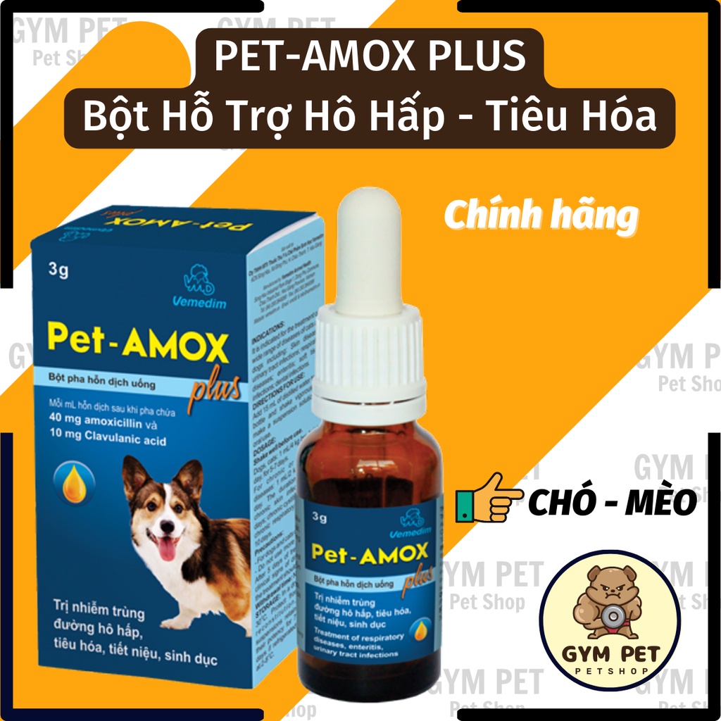 Pet- Amox Plus Dùng Các Nh.iễ.m Tr.ù.ng T.iêu H.óa - H.ô H.ấ.p Chó Mèo Lọ 20ml