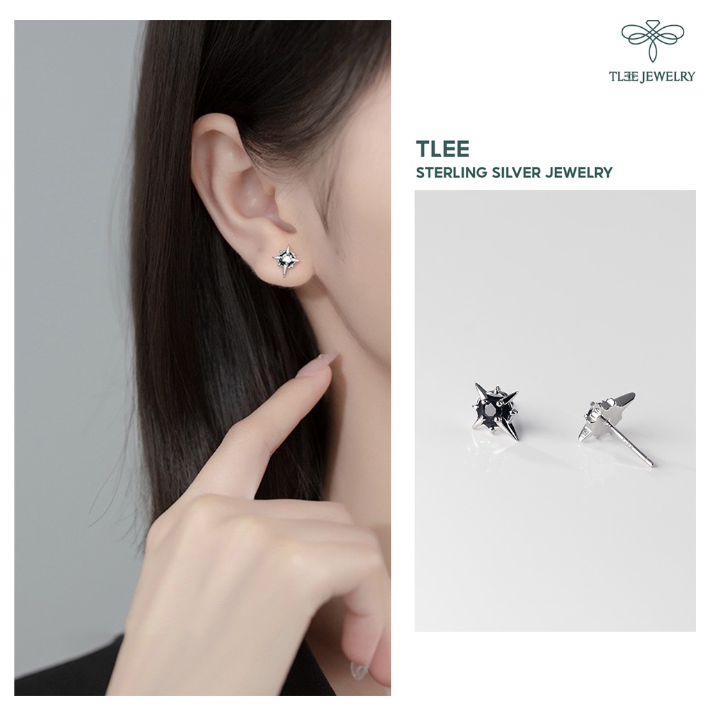Ảnh Khuyên tai bạc TLEE mẫu galvin đá đen cá tính TLEE JEWELRY B0264 2