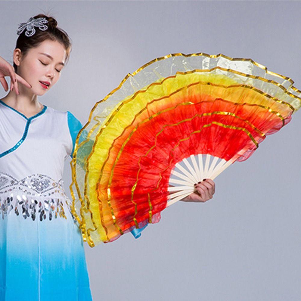 Quạt nhảy múa bụng HOBBYIN Bán chạy Màu chuyển màu dài giả Rayon Silk Fan