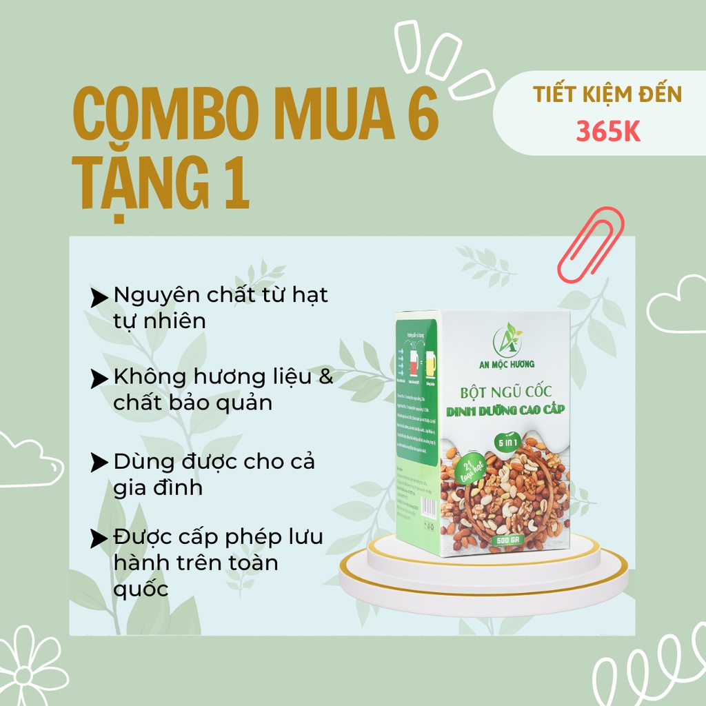 Combo 6 hộp  + Tặng thêm 1 hộp bột ngũ cốc dinh dưỡng An Mộc Hương 21 loại hạt