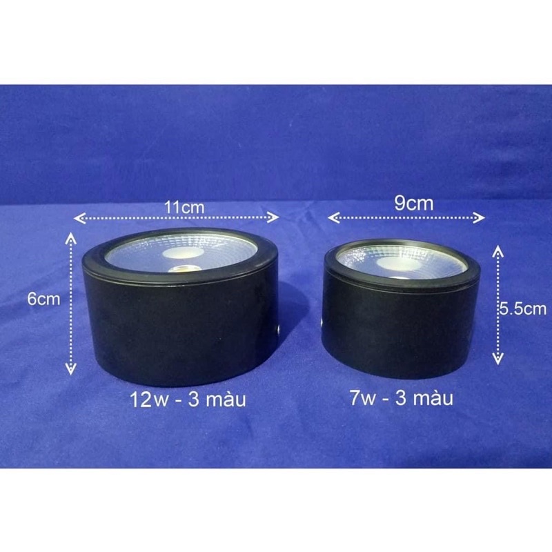 Đèn Led Cao Cấp Ống Bơ ( Đèn Lon) 7w phi 90 3 màu, 12w phi 110 3 màu