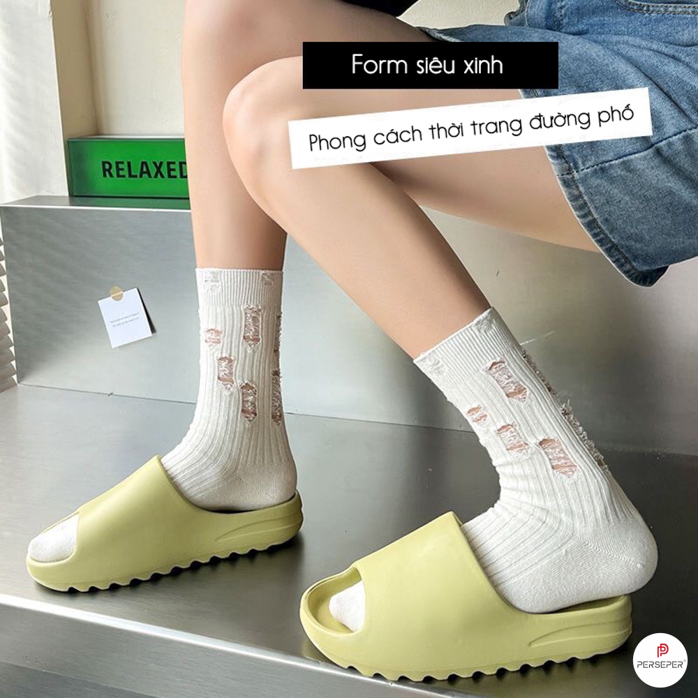 Tất vớ nam nữ cổ cao xước rách phong cách unisex, chất liệu vải Hàn thoáng khí - Ekiu Shop