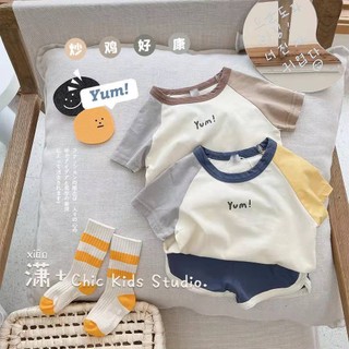 Quần Áo Trẻ Em Mùa Hè Bộ Tay Ngắn In Chữ Quần Short Bé Trai Áo Thun Hai Mảnh Cho Bé Mùa Hè