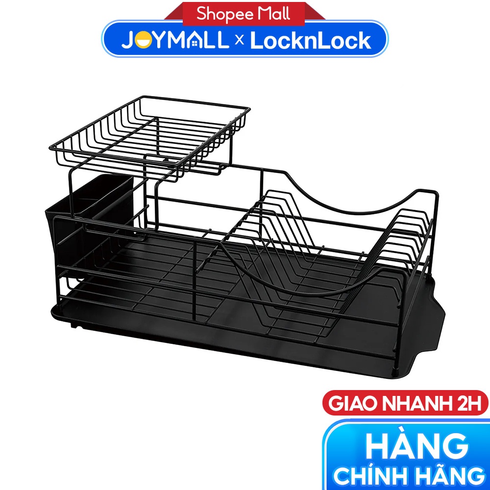 Kệ chén dĩa 2 tầng bằng sắt Lock&Lock 2 Tier Dish Rack LDR206BLK - Hàng chính hãng, dễ lắp đặt - JoyMall