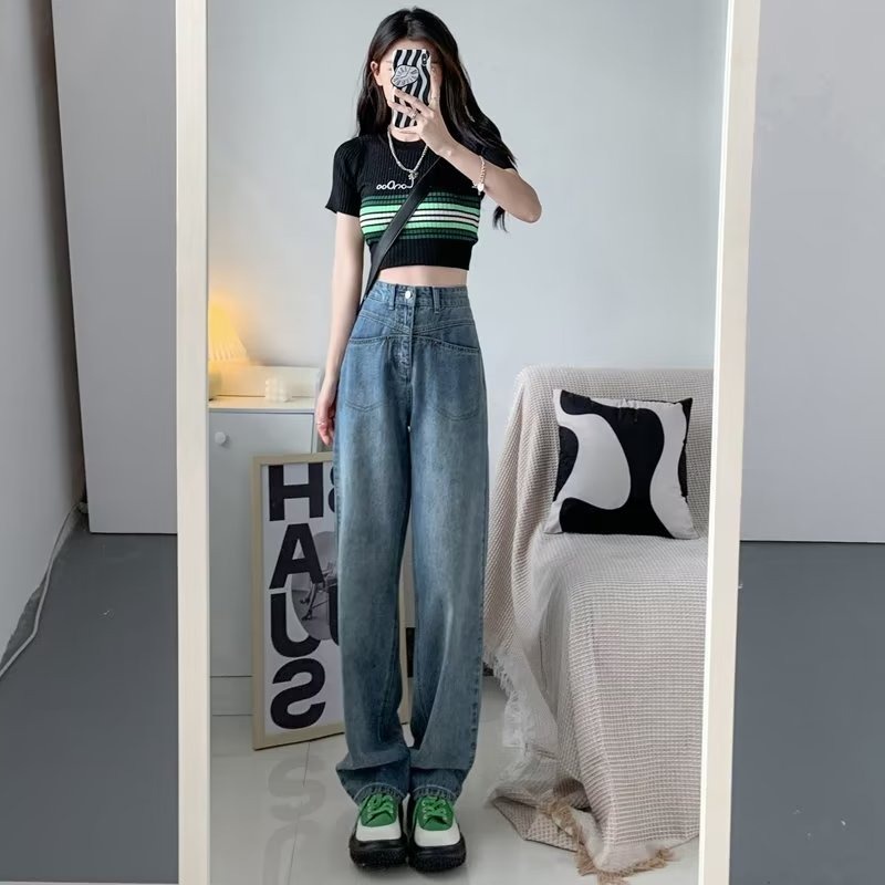 Ảnh Daduhey Quần jean ống rộng lưng cao có size lớn phong cách Hàn Quốc thời trang cho nữ 3