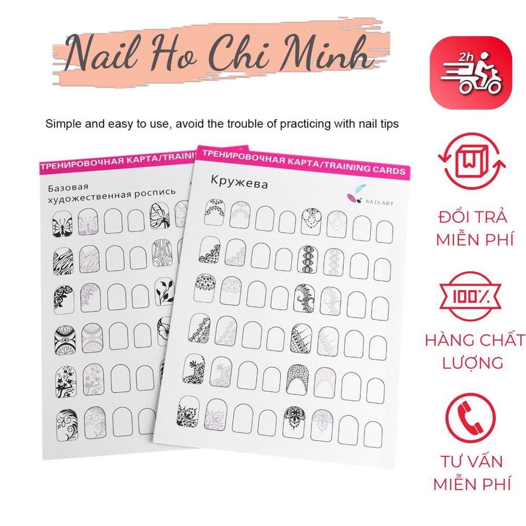 [HÀNG CAO CẤP] Bộ tập vẽ nail 12 tờ 144 mẫu có thể tái sử dụng - tập vẽ nail từ có bản tới nâng cao