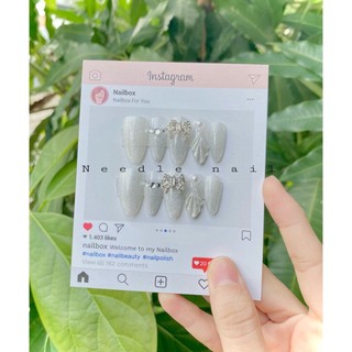 nail box thiết kế mắt mèo kim cương đính charm nơ