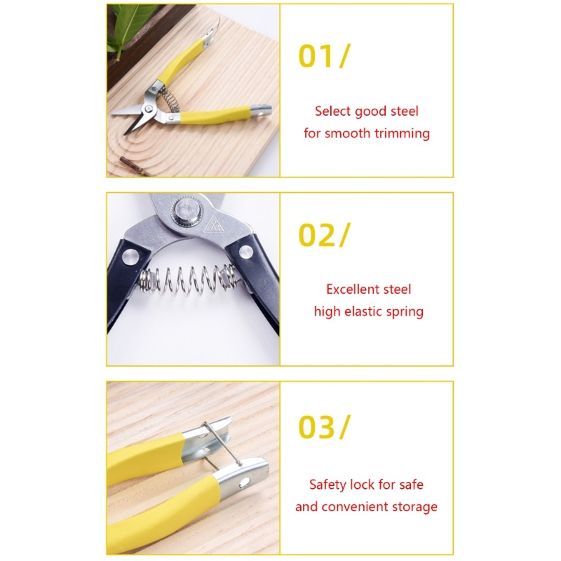 SUIT Kéo Cắt Tỉa Thép Không Gỉ Mạnh Tay Vườn Secateurs Cắt Cây Dụng Cụ