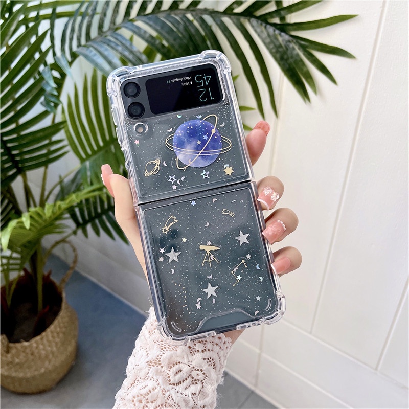 Ốp Điện Thoại Epoxy Chống Sốc Họa Tiết Vũ Trụ Cho Samsung Galaxy Z Flip 4 Z Flip 3 5G Z Flip 4 Zflip3 Flip 4 Z Flip 3