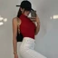 Pealike Womens Turtleneck Cơ Bản Crop Tank Ribbed Đan Màu Trơn Bodycon Áo Len Không Tay Áo Vest Rốn Áo Sơ Mi