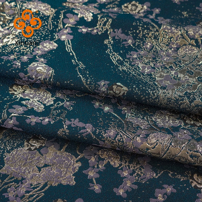 Mới retro vàng lụa thanh lịch váy nữ trang trí vải DIY sợi nhuộm Jacquard dập nổi vải 1 mét TJ9071