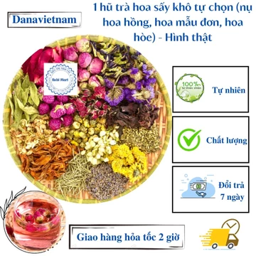 1 hũ trà hoa sấy khô tự chọn (nụ hoa hồng, hoa mẫu đơn, hoa hòe) - Hình thật