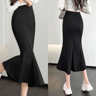 Chân váy đuôi cá màu đen dáng dài xòe tôn dáng cực đỉnh phong cách Ulzzang Hàn Quốc, co giãn, có bigsize ôm body