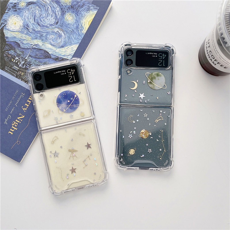 Ốp Điện Thoại Epoxy Chống Sốc Họa Tiết Vũ Trụ Cho Samsung Galaxy Z Flip 4 Z Flip 3 5G Z Flip 4 Zflip3 Flip 4 Z Flip 3