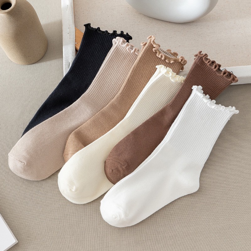 Tất Vớ Nữ Cao Cổ Camel Bèo Nhún ULZZANG STYLE HÀN QUỐC Horizon Tất Cổ Cao Vớ Trơn Nam Nữ