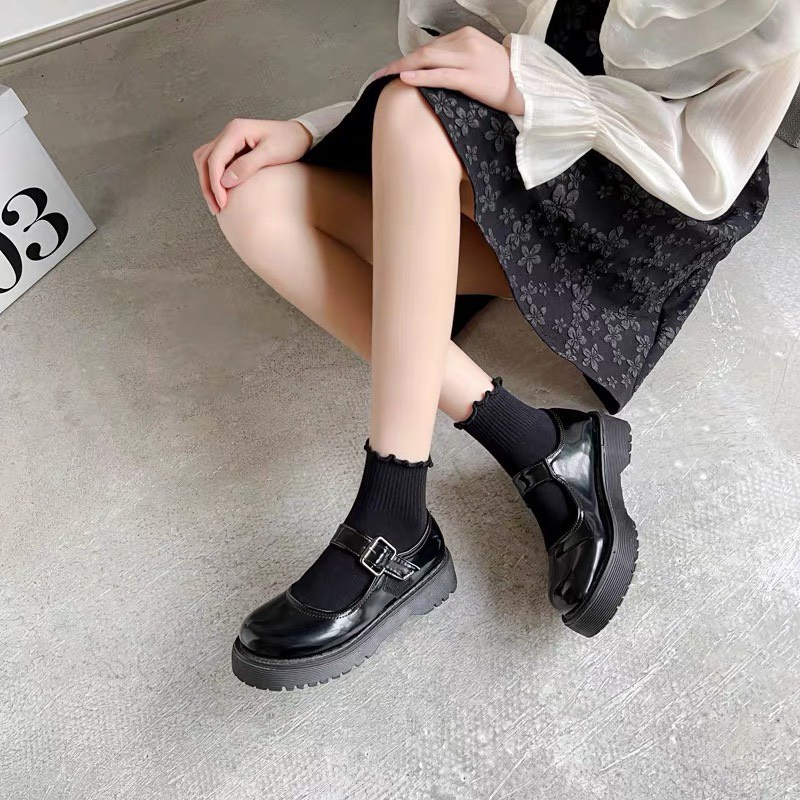 Tất Cổ Lửng Nữ Tiểu Thư Vớ Cổ Bèo Nhún Camel Lolita ULZZANG STYLE HÀN QUỐC Horizon Vớ Cao Cổ Lửng Nữ