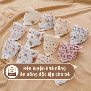 Yếm xô muslin ăn dặm chính hãng Mily 2 lớp vải.